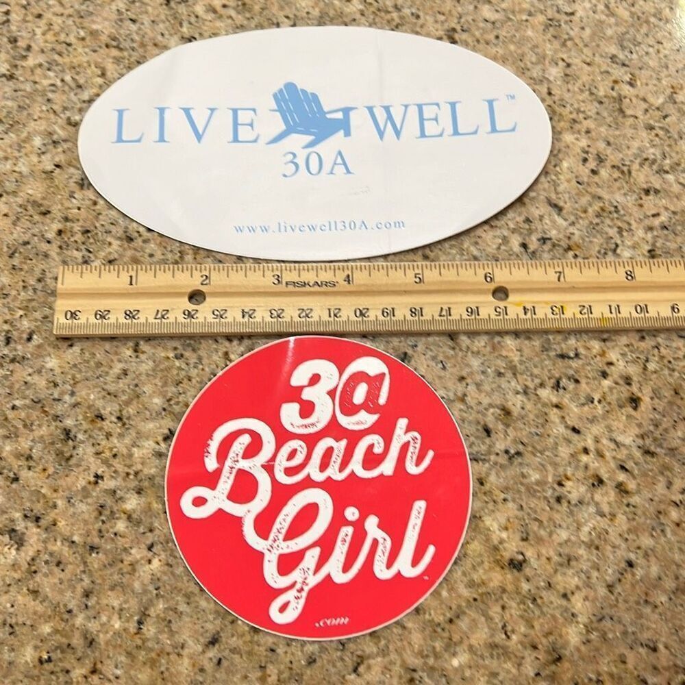 Two (2) 30A Stickers Live Well Livewell 30a Beach Girl